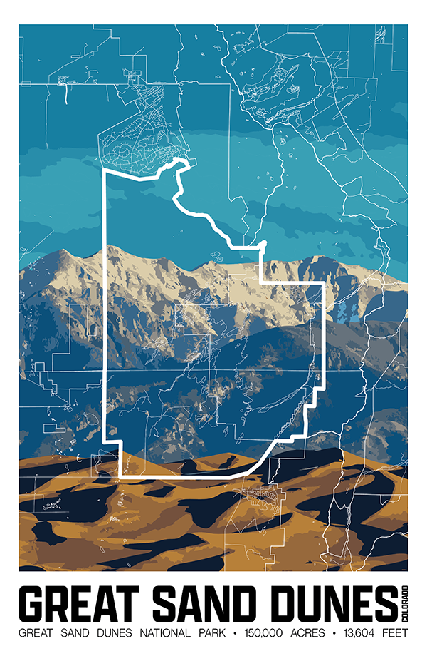 Great Sand Dunes National Park – Perimeter Map Print