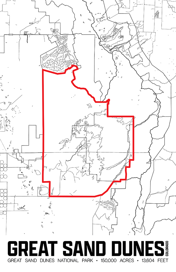 Great Sand Dunes National Park – Perimeter Map Print