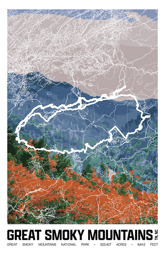 Great Smoky Mountains National Park – Perimeter Map Print