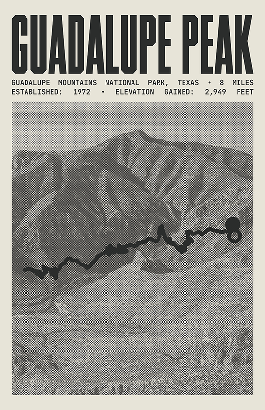 Guadalupe Peak Trail Poster | Guadalupe Mountains National Park Prints