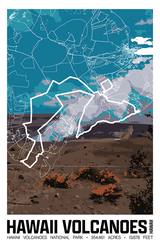Hawaii Volcanoes National Park – Perimeter Map Print