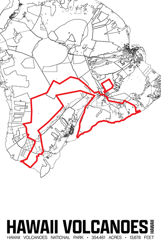 Hawaii Volcanoes National Park – Perimeter Map Print