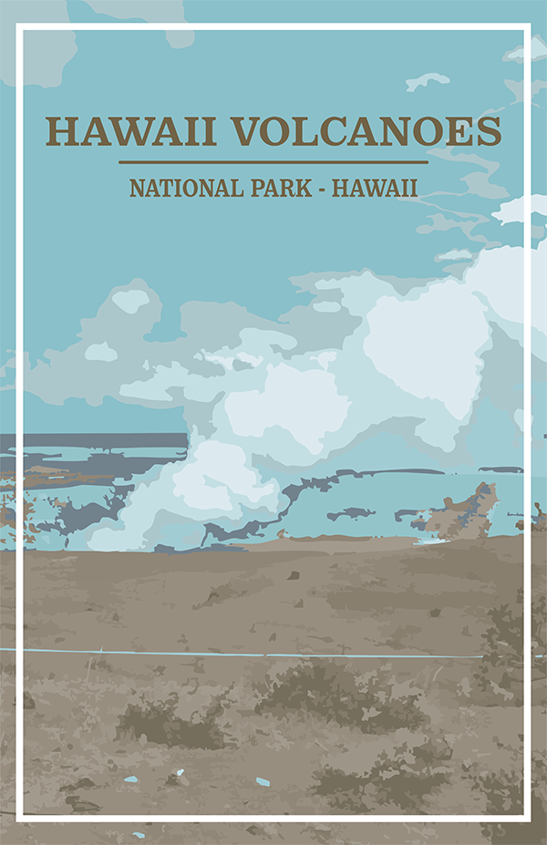 Hawaii Volcanoes National Park Print | Vintage Style