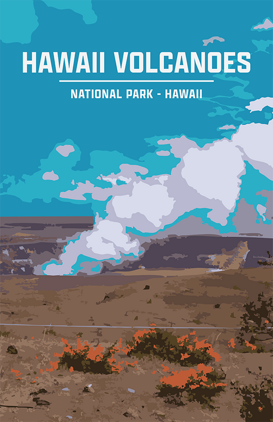 Hawaii Volcanoes National Park Print | Vintage Style