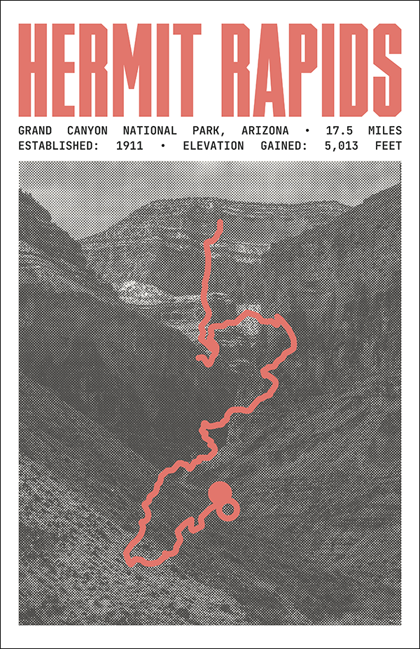 Hermit Trail to Hermit Rapids Poster | Grand Canyon National Park Prints