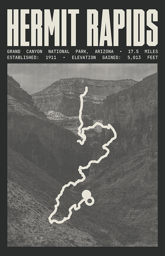 Hermit Trail to Hermit Rapids Poster | Grand Canyon National Park Prints