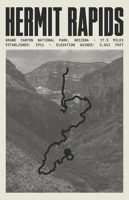 Hermit Trail to Hermit Rapids Poster | Grand Canyon National Park Prints