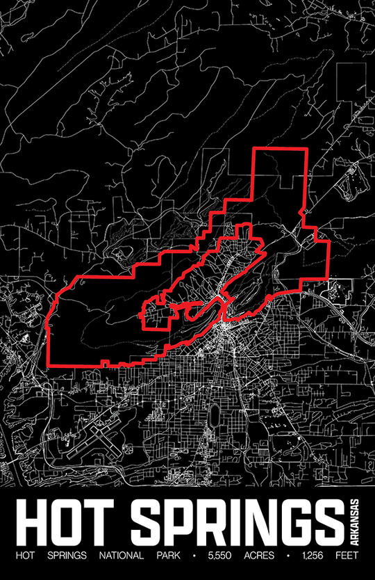Hot Springs National Park – Perimeter Map Print