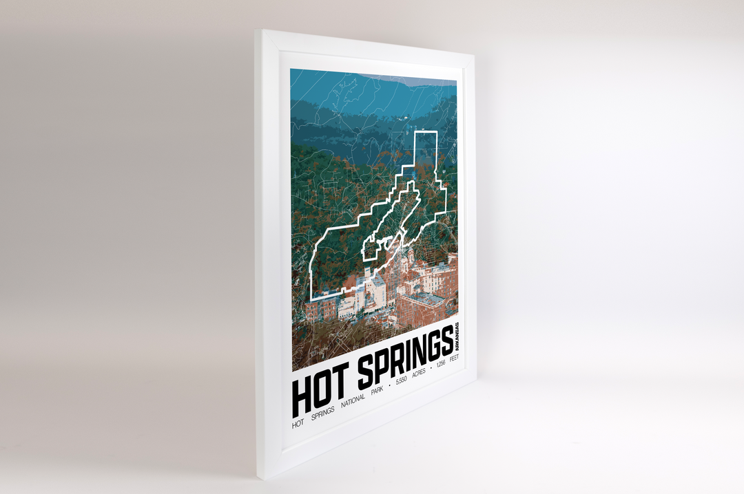 Hot Springs National Park – Perimeter Map Print