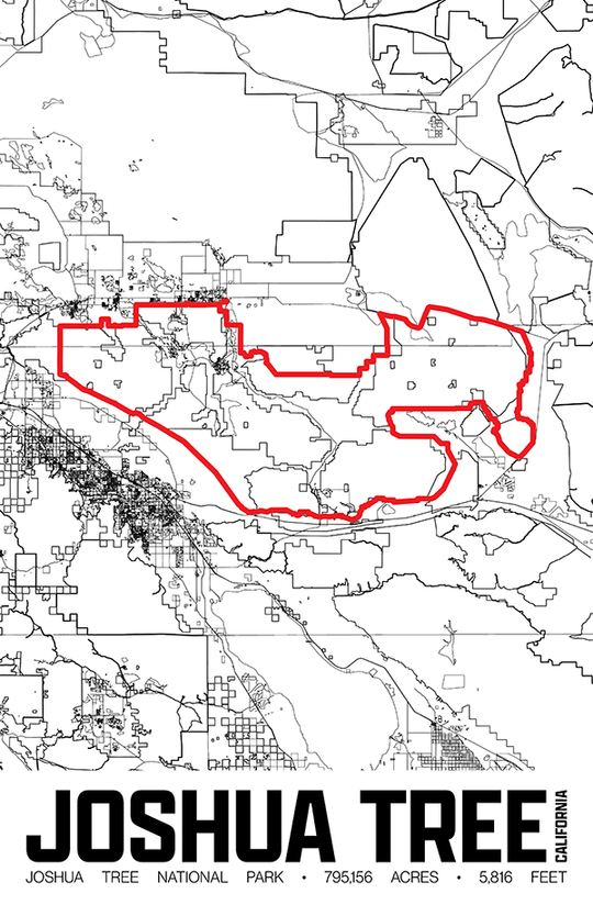 Joshua Tree National Park – Perimeter Map Print