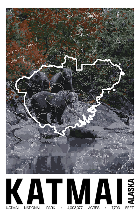 Katmai National Park – Perimeter Map Print