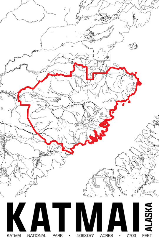Katmai National Park – Perimeter Map Print