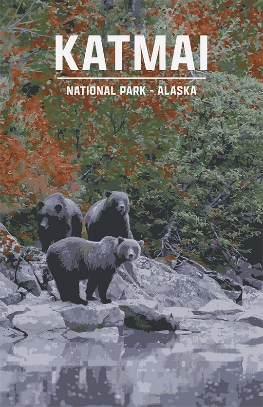 Katmai National Park Print | Vintage Style
