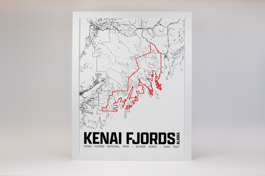 Kenai Fjords National Park – Perimeter Map Print
