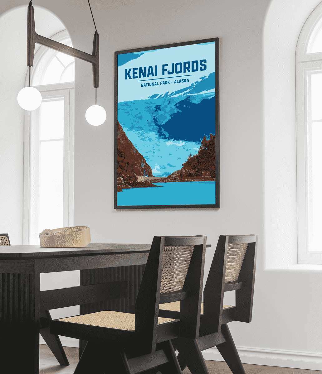 Kenai Fjords National Park Print | Vintage Style