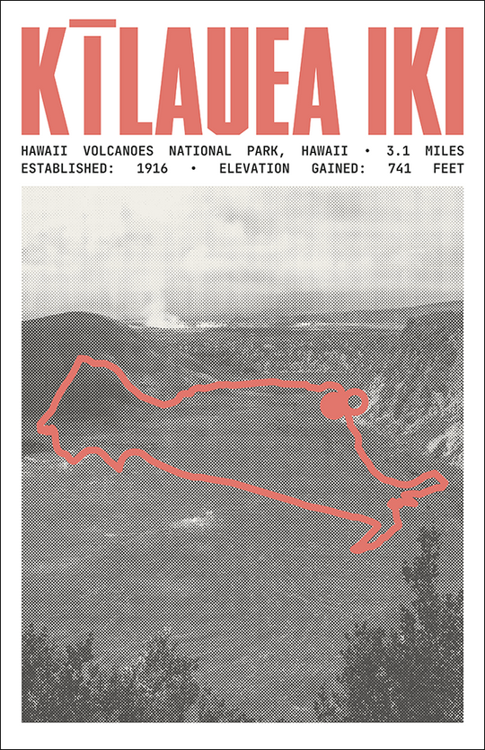 Kīlauea Iki & Crater Rim Trail Poster | Hawaii Volcanoes National Park Prints