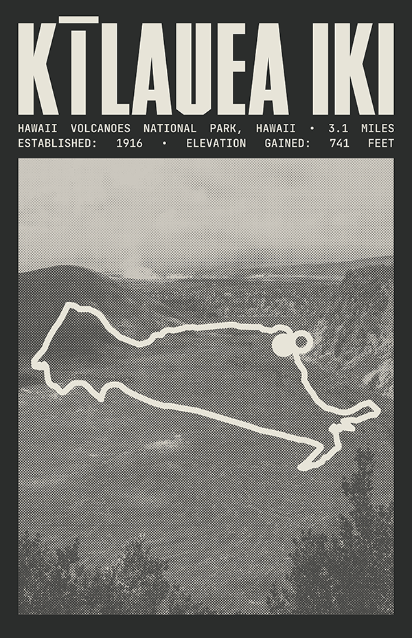 Kīlauea Iki & Crater Rim Trail Poster | Hawaii Volcanoes National Park Prints