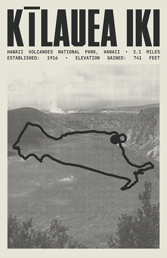 Kīlauea Iki & Crater Rim Trail Poster | Hawaii Volcanoes National Park Prints