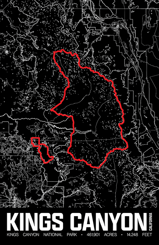 Kings Canyon National Park – Perimeter Map Print