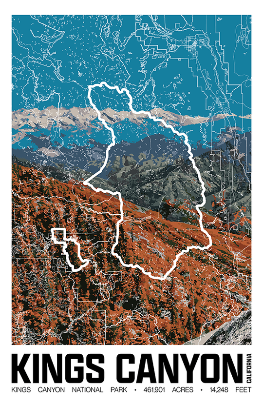 Kings Canyon National Park – Perimeter Map Print