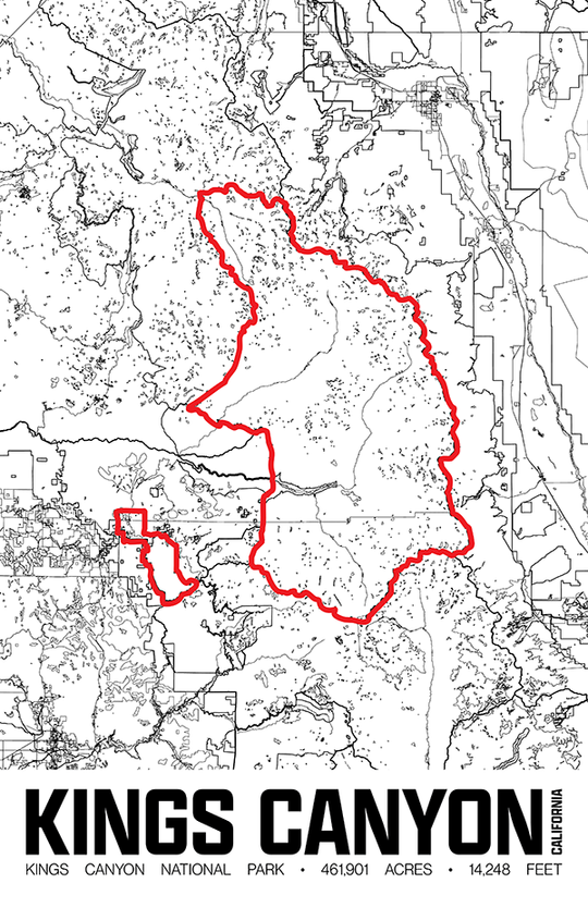 Kings Canyon National Park – Perimeter Map Print