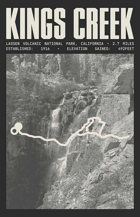 Kings Creek Falls Trail Poster | Lassen Volcanic National Park Prints