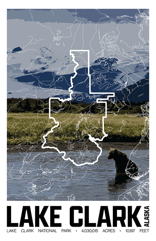 Lake Clark National Park – Perimeter Map Print
