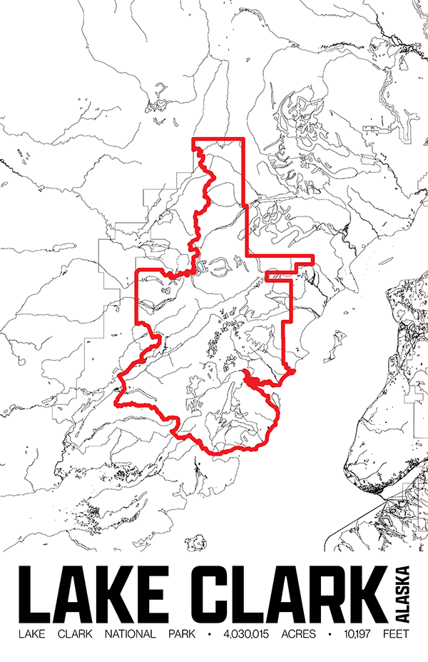 Lake Clark National Park – Perimeter Map Print