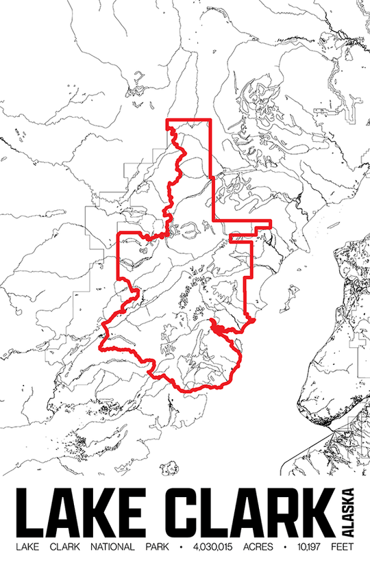 Lake Clark National Park – Perimeter Map Print