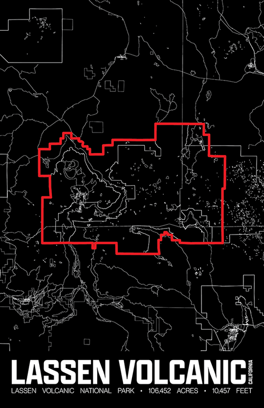Lassen Volcanic National Park – Perimeter Map Print