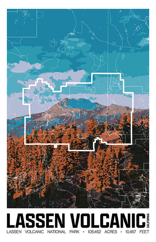 Lassen Volcanic National Park – Perimeter Map Print