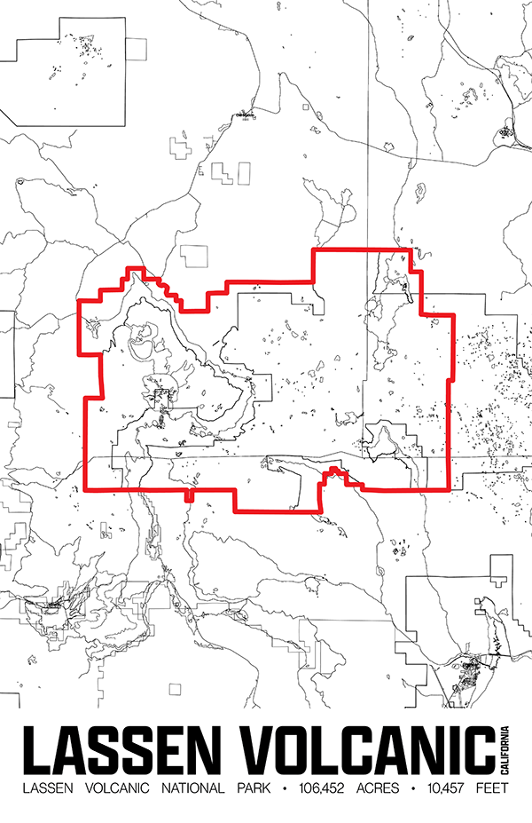 Lassen Volcanic National Park – Perimeter Map Print