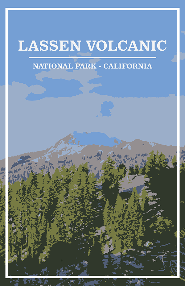 Lassen Volcanic National Park Print | Vintage Style