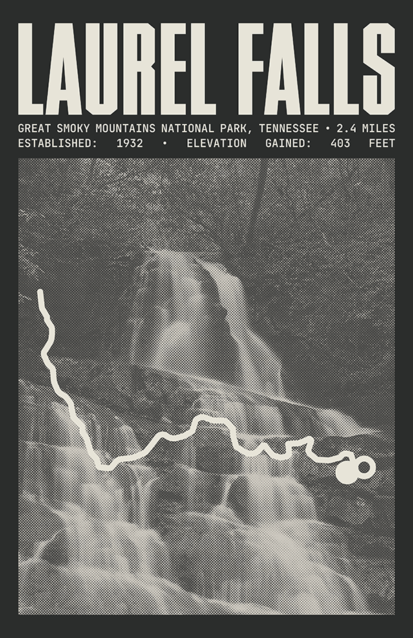 Laurel Falls Trail Poster | Great Smoky Mountains National Park Prints