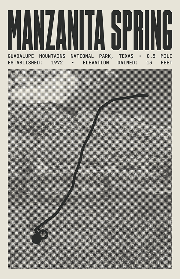 Smith Spring and Manzanita Spring Loop Poster | Guadalupe Mountains National Park Prints