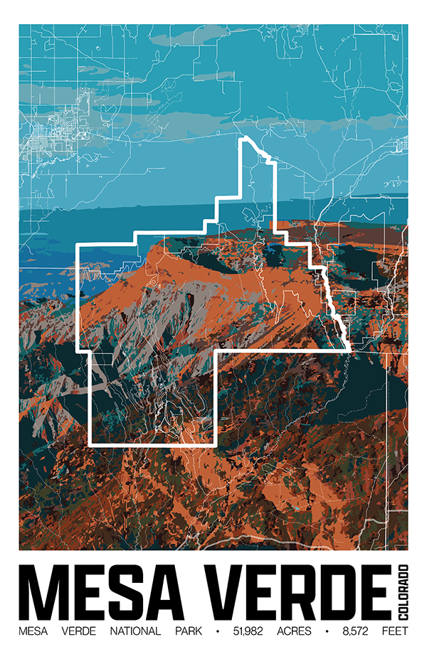 Mesa Verde National Park – Perimeter Map Print
