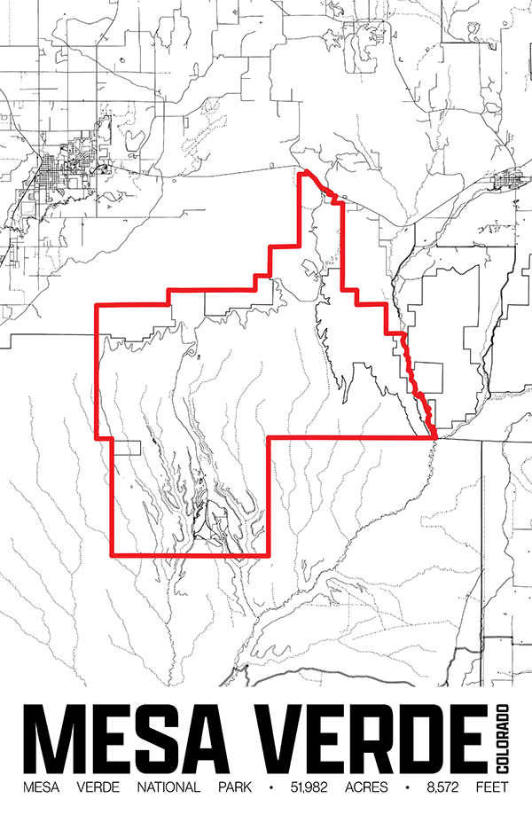 Mesa Verde National Park – Perimeter Map Print