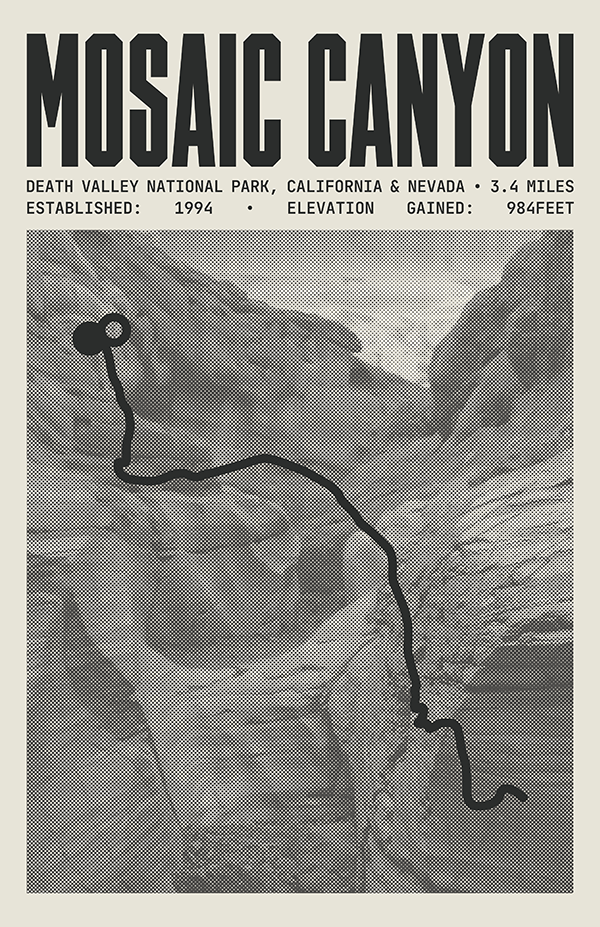 Mosaic Canyon Trail Poster | Death Valley National Prints
