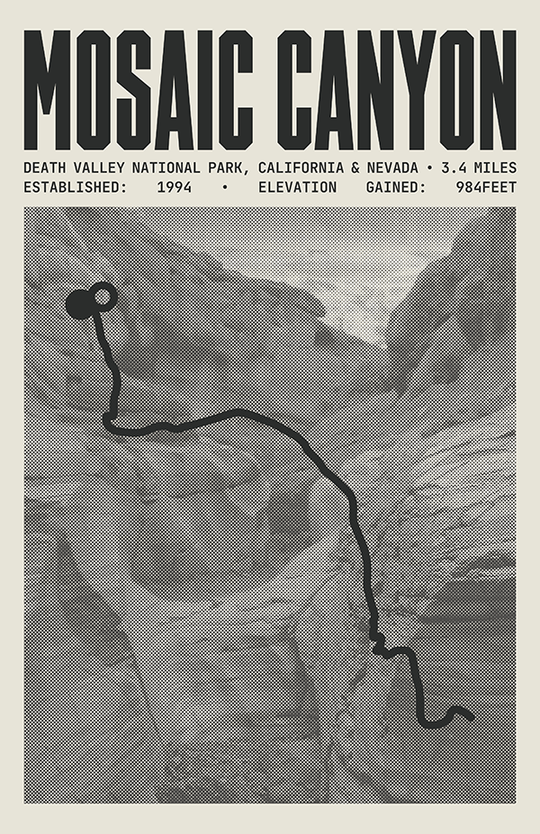 Mosaic Canyon Trail Poster | Death Valley National Prints