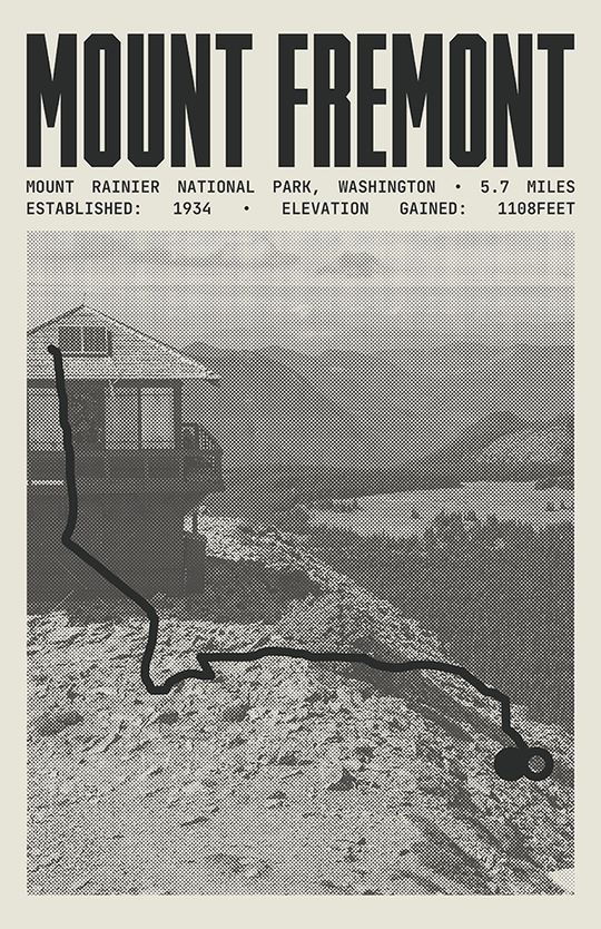 Mount Fremont Lookout Trail Poster | Mount Rainier National Park Prints