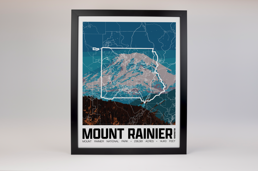 Mount Rainier National Park – Perimeter Map Print
