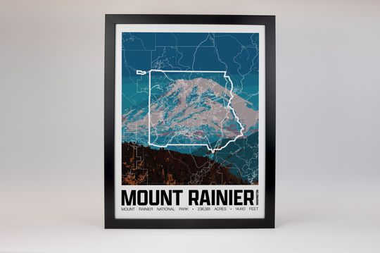Mount Rainier National Park – Perimeter Map Print
