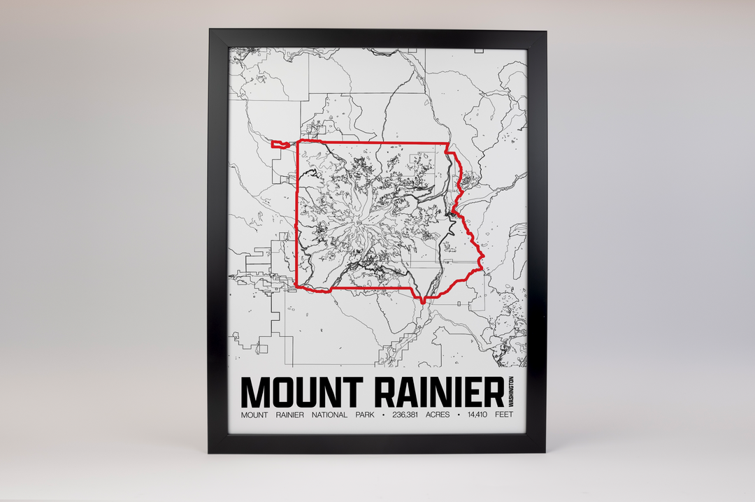 Mount Rainier National Park – Perimeter Map Print