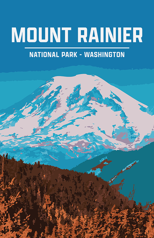Mount Rainier National Park Print | Vintage Style