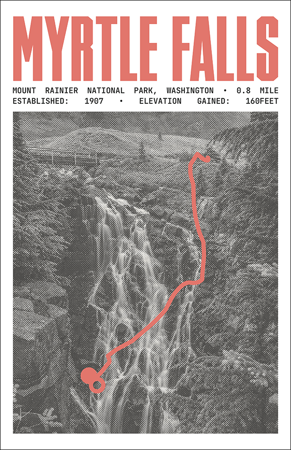 Myrtle Falls Viewpoint Poster | Mount Rainier National Park Prints