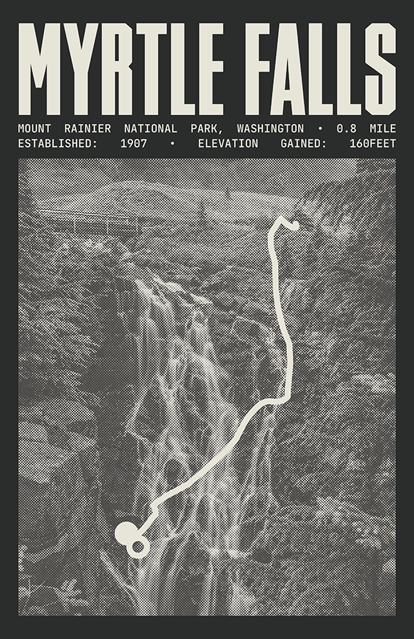 Myrtle Falls Viewpoint Poster | Mount Rainier National Park Prints