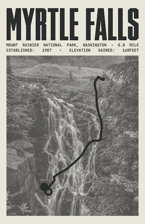 Myrtle Falls Viewpoint Poster | Mount Rainier National Park Prints ...