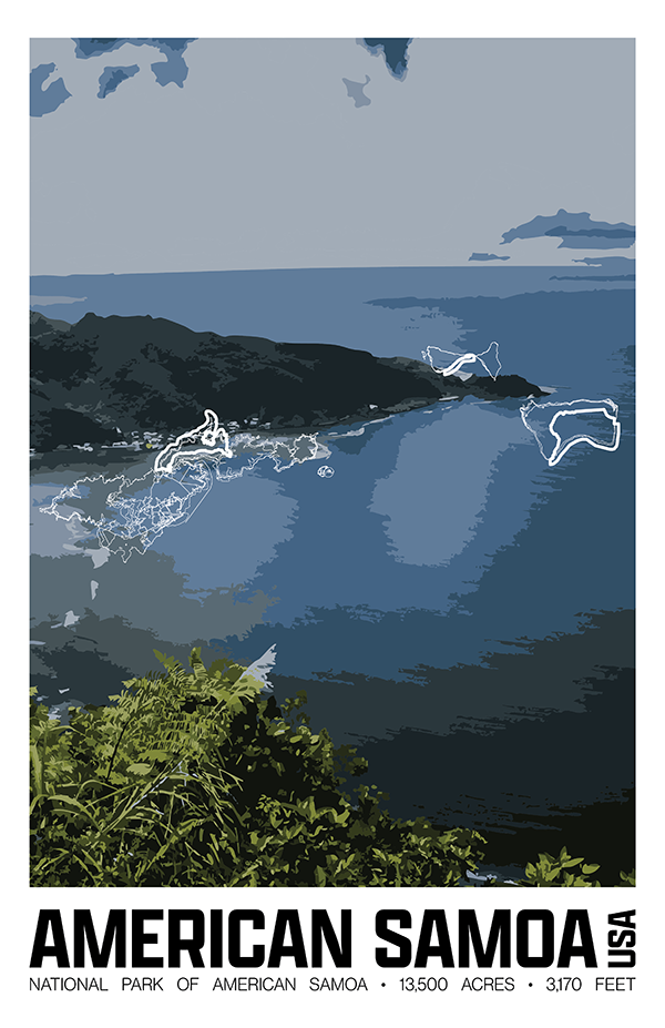 National Park of American Samoa – Perimeter Map Print