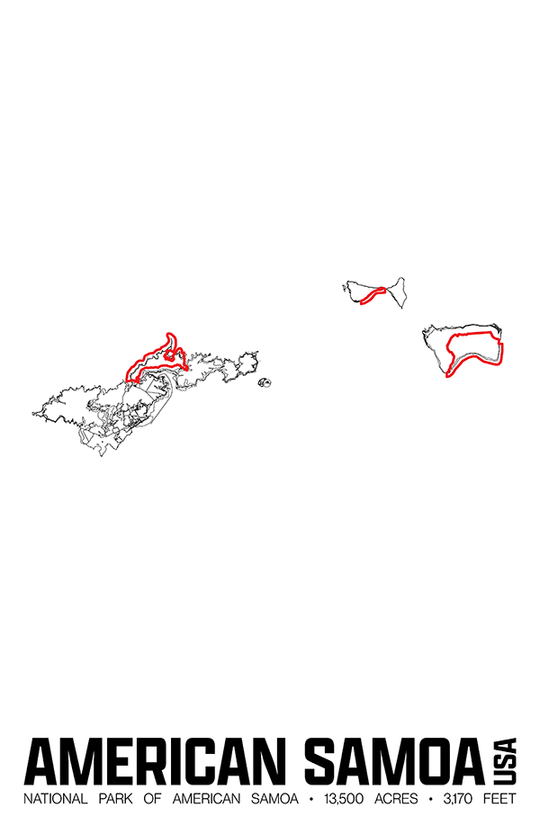 National Park of American Samoa – Perimeter Map Print