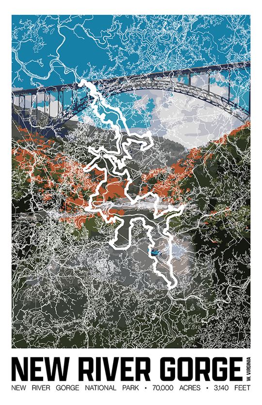 New River Gorge National Park and Preserve – Perimeter Map Print